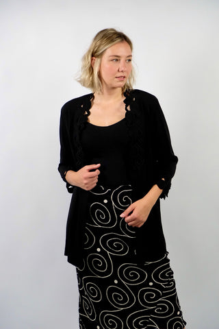 Vintage 90s Viskose Mix Cutout Stickerei Kimono - L