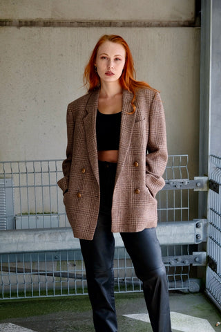 Vintage 80s/90s Tweed Wolle Mix Jackett Blazer - XL