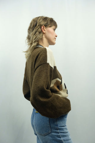 Vintage 80s/90s Wolle Landscape Muster Cardigan - S bis L