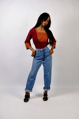 Vintage 80s/90s Rifle Mid Waist Straight Leg Jeans Mittelblau - S/M