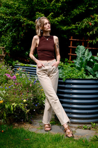 Vintage 1997 Levi's 501 Fransen Jeans Beige - XS