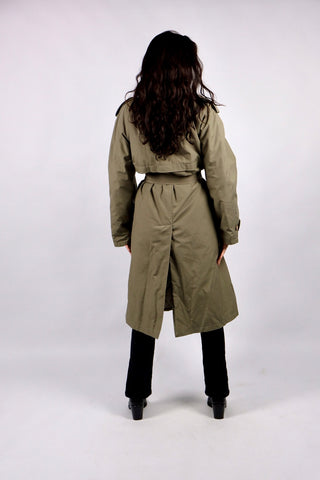 Vintage 80s/90s Baumwolle Mix Trenchcoat Oliv - L
