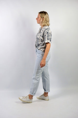 Vintage 90s Mid Waist Straight Leg Jeans Hellblau - L