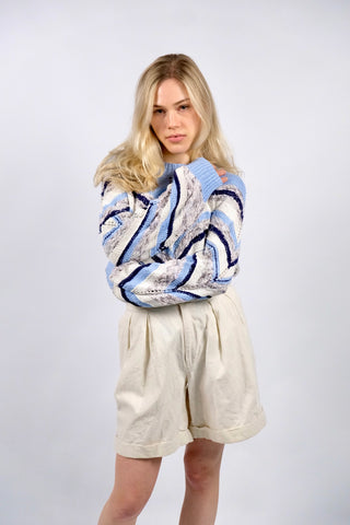 Vintage 80s/90s Handmade Streifen Strickmuster Pullover - S