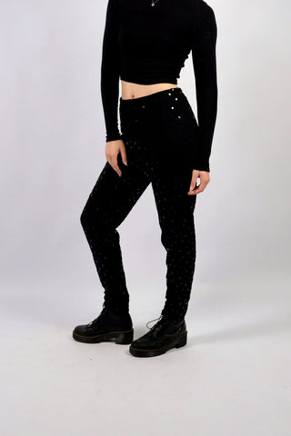 Vintage 80s High Waist Pailletten Hose - M