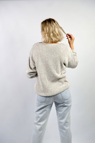 Vintage 90s Handmade Baumwolle Zopfstrick Pullover - M