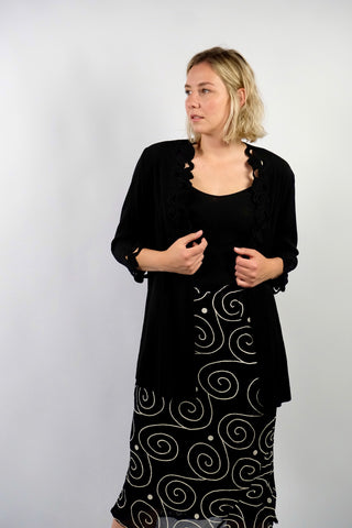 Vintage 90s Viskose Mix Cutout Stickerei Kimono - L
