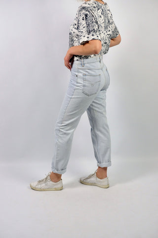 Vintage 90s Mid Waist Straight Leg Jeans Hellblau - L