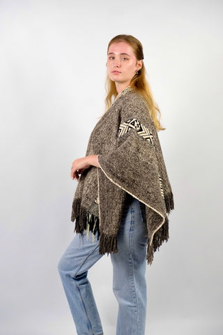 Vintage 90s Handmade Boho Poncho - S/M