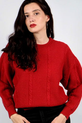 Vintage 70s/80s Schurwolle Mix Pullover Rot - XS/S