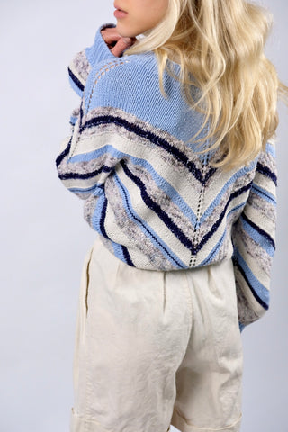 Vintage 80s/90s Handmade Streifen Strickmuster Pullover - S