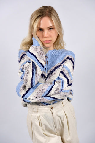 Vintage 80s/90s Handmade Streifen Strickmuster Pullover - S