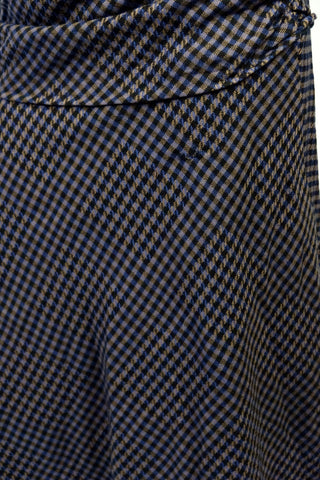 Vintage 80s Handmade Wolle Dropped Waist Karo Kleid - XS