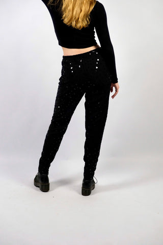 Vintage 80s High Waist Pailletten Hose - M