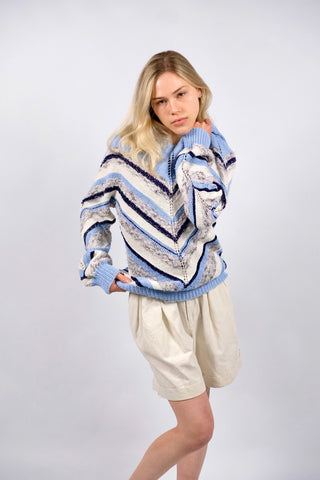 Vintage 80s/90s Handmade Streifen Strickmuster Pullover - S