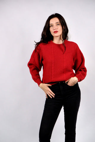 Vintage 70s/80s Schurwolle Mix Pullover Rot - XS/S