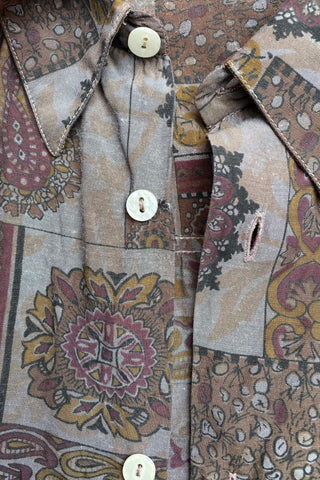 Vintage 80s/90s Boho Crazy Pattern Viskose Hemd - M/L