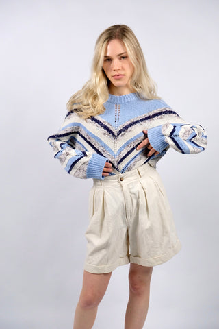 Vintage 80s/90s Handmade Streifen Strickmuster Pullover - S