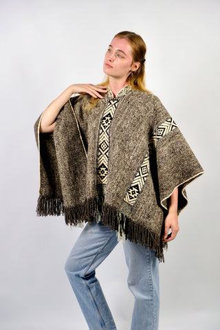 Vintage 90s Handmade Boho Poncho - S/M