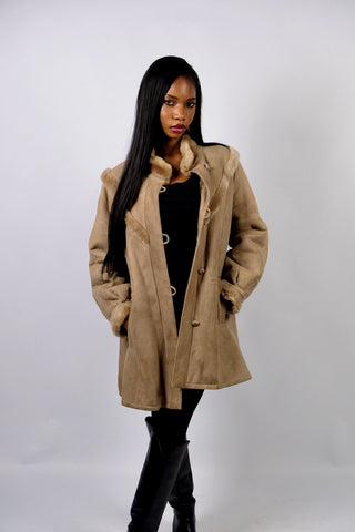 Vintage 70s Shearling Ledermantel - XS