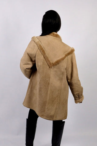 Vintage 70s Shearling Ledermantel - XS