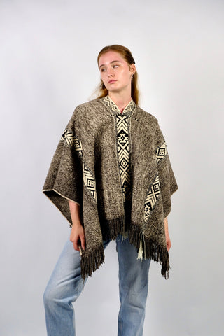 Vintage 90s Handmade Boho Poncho - S/M