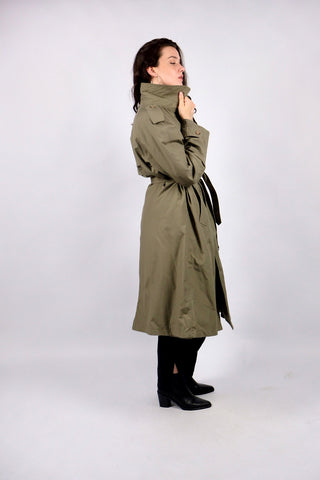 Vintage 80s/90s Baumwolle Mix Trenchcoat Oliv - L