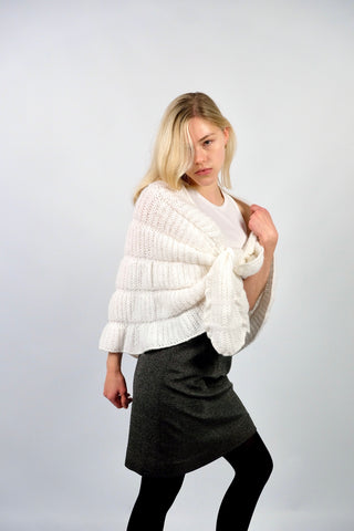 Vintage 60s Handmade Jakobsmuschel Stola Cape Schal