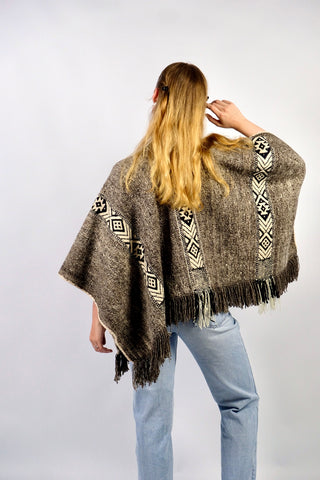 Vintage 90s Handmade Boho Poncho - S/M
