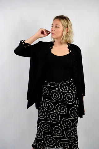 Vintage 90s Viskose Mix Cutout Stickerei Kimono - L