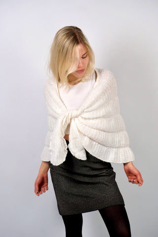 Vintage 60s Handmade Jakobsmuschel Stola Cape Schal