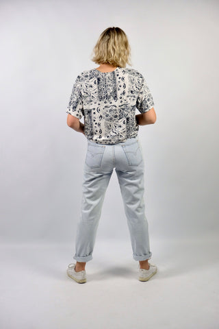 Vintage 90s Mid Waist Straight Leg Jeans Hellblau - L