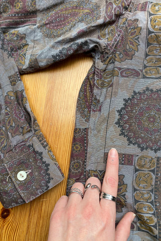 Vintage 80s/90s Boho Crazy Pattern Viskose Hemd - M/L