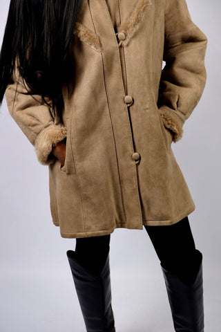 Vintage 70s Shearling Ledermantel - XS