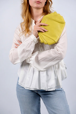 Vintage 80s Gianni Versace Designer Clutch Chartreuse Gelb