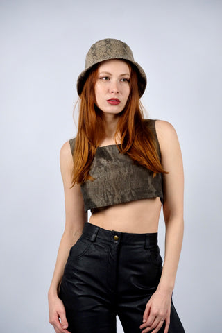 Y2k Bucket Hat / Fischerhut mit All-Over Schlangenmuster – Einheitsgröße (One Size), passt perfekt als Statement-Accessoire zu minimalistischen Looks – ein absolutes Highlight