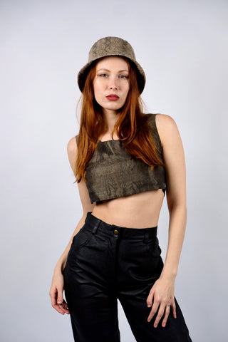 Y2k Bucket Hat / Fischerhut mit All-Over Schlangenmuster – Einheitsgröße (One Size), passt perfekt als Statement-Accessoire zu minimalistischen Looks – ein absolutes Highlight