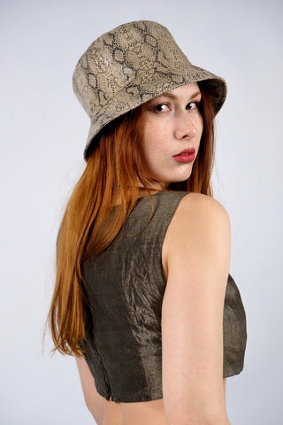 Y2k Bucket Hat / Fischerhut mit All-Over Schlangenmuster – Einheitsgröße (One Size), passt perfekt als Statement-Accessoire zu minimalistischen Looks – ein absolutes Highlight