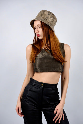 Y2k Bucket Hat / Fischerhut mit All-Over Schlangenmuster – Einheitsgröße (One Size), passt perfekt als Statement-Accessoire zu minimalistischen Looks – ein absolutes Highlight