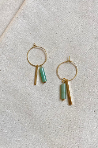 Natursteinohrringe mit Aventurin Anhänger.