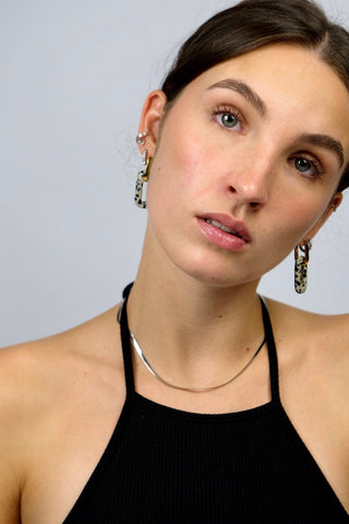 Natursteinohrringe mit Dalmatiner Jaspis Anhänger.