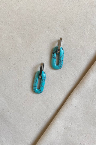 Natursteinohrringe mit Türkis Anhänger.