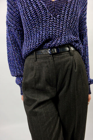 Dunkelblauer, schmaler Ledergürtel aus den 80s/90s – passt einer XS (Gürtelgröße 75)