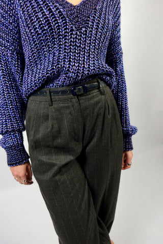 Dunkelblauer, schmaler Ledergürtel aus den 80s/90s – passt einer XS (Gürtelgröße 75)