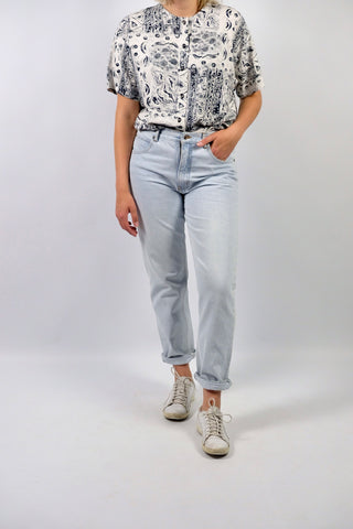 Vintage 90s Mid Waist Straight Leg Jeans Hellblau - L