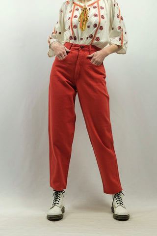 Vintage 80s High Waist Mom Jeans Rot - XXS/XS