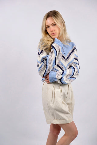 Vintage 80s/90s Handmade Streifen Strickmuster Pullover - S