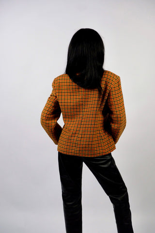 Vintage 90s Wolle & Kaschmir Karo Blazer - M/L