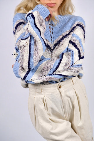 Vintage 80s/90s Handmade Streifen Strickmuster Pullover - S