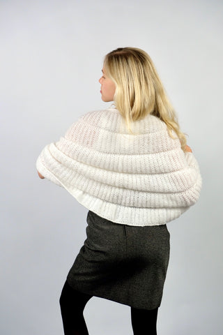 Vintage 60s Handmade Jakobsmuschel Stola Cape Schal